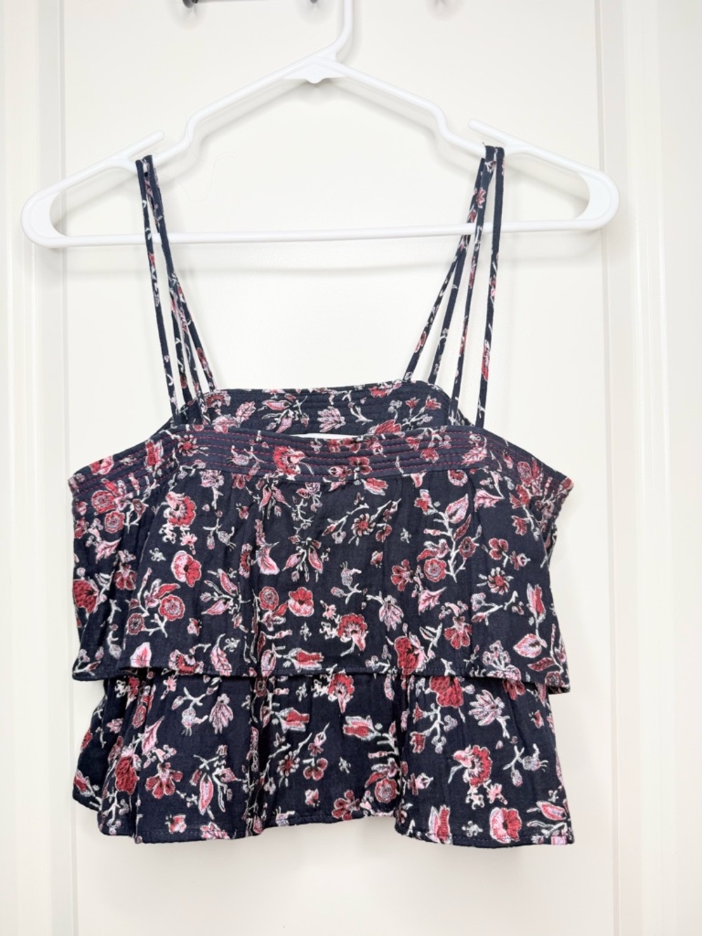 Zara Floral Off Shoulder Crop Top Womens Small Ruffle Boho Cottagecore